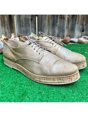 Agl Metallic Taupe Leather Lace-Up Flats